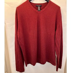 Banana Republic Luxe V Neck Cashmere Silk Blend Sweater Red XL Minimalist